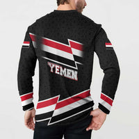 Yemen Button Sweatshirt with National Eagle Emblem and Flag Stripe Design