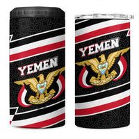 Yemen 4 in 1 Can Cooler Tumbler with National Eagle Emblem and Flag Stripe Design