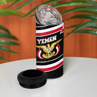 Yemen 4 in 1 Can Cooler Tumbler with National Eagle Emblem and Flag Stripe Design