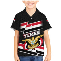 Yemen Family Matching Mermaid Dress and Hawaiian Shirt with National Eagle Emblem and Flag Stripe Design