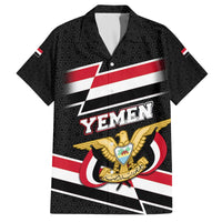 Yemen Family Matching Off The Shoulder Long Sleeve Dress and Hawaiian Shirt with National Eagle Emblem and Flag Stripe Design