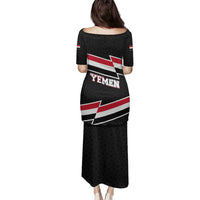 Yemen Family Matching Puletasi and Hawaiian Shirt with National Eagle Emblem and Flag Stripe Design