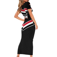 Yemen Family Matching Short Sleeve Bodycon Dress and Hawaiian Shirt with National Eagle Emblem and Flag Stripe Design