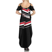 Yemen Family Matching Summer Maxi Dress and Hawaiian Shirt with National Eagle Emblem and Flag Stripe Design