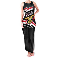 Yemen Family Matching Tank Maxi Dress and Hawaiian Shirt with National Eagle Emblem and Flag Stripe Design