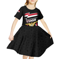 Yemen Kid Short Sleeve Dress with National Eagle Emblem and Flag Stripe Design