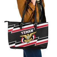 Yemen Leather Tote Bag with National Eagle Emblem and Flag Stripe Design