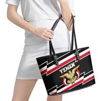 Yemen Leather Tote Bag with National Eagle Emblem and Flag Stripe Design
