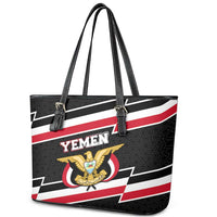 Yemen Leather Tote Bag with National Eagle Emblem and Flag Stripe Design
