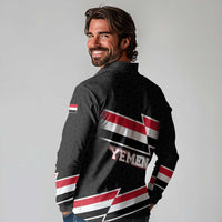 Yemen Long Sleeve Polo Shirt with National Eagle Emblem and Flag Stripe Design