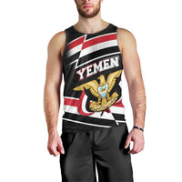Yemen Men Tank Top with National Eagle Emblem and Flag Stripe Design