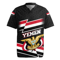 Yemen Rugby Jersey with National Eagle Emblem and Flag Stripe Design