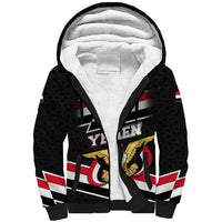 Yemen Sherpa Hoodie with National Eagle Emblem and Flag Stripe Design