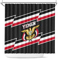 Yemen Shower Curtain with National Eagle Emblem and Flag Stripe Design