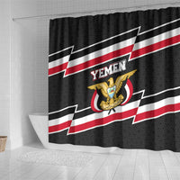 Yemen Shower Curtain with National Eagle Emblem and Flag Stripe Design