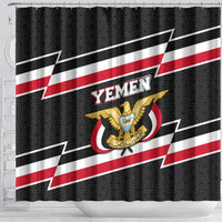 Yemen Shower Curtain with National Eagle Emblem and Flag Stripe Design