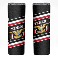 Yemen Skinny Tumbler with National Eagle Emblem and Flag Stripe Design