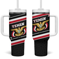Yemen Tumbler With Handle with National Eagle Emblem and Flag Stripe Design