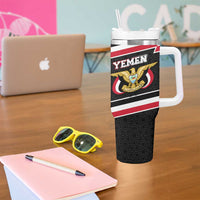Yemen Tumbler With Handle with National Eagle Emblem and Flag Stripe Design