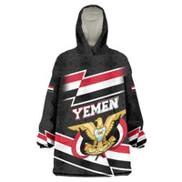 Yemen Wearable Blanket Hoodie with National Eagle Emblem and Flag Stripe Design