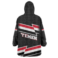 Yemen Wearable Blanket Hoodie with National Eagle Emblem and Flag Stripe Design