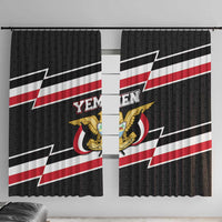 Yemen Window Curtain with National Eagle Emblem and Flag Stripe Design