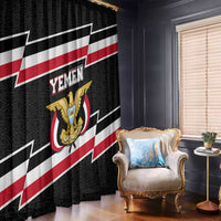 Yemen Window Curtain with National Eagle Emblem and Flag Stripe Design