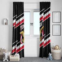 Yemen Window Curtain with National Eagle Emblem and Flag Stripe Design