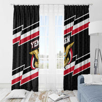 Yemen Window Curtain with National Eagle Emblem and Flag Stripe Design