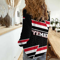 Yemen Women Casual Shirt with National Eagle Emblem and Flag Stripe Design