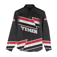 Yemen Women Casual Shirt with National Eagle Emblem and Flag Stripe Design