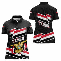 Yemen Women Polo Shirt with National Eagle Emblem and Flag Stripe Design