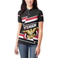 Yemen Women Polo Shirt with National Eagle Emblem and Flag Stripe Design
