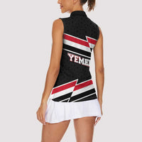 Yemen Women Sleeveless Polo Shirt with National Eagle Emblem and Flag Stripe Design