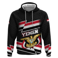 Yemen Zip Hoodie with National Eagle Emblem and Flag Stripe Design