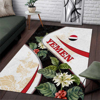 Yemen Area Rug with Mocha Coffee Plant Design and National Flag Accents