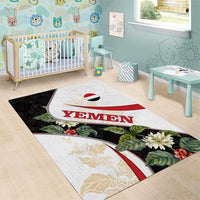 Yemen Area Rug with Mocha Coffee Plant Design and National Flag Accents