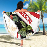 Yemen Beach Blanket with Mocha Coffee Plant Design and National Flag Accents