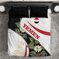 Yemen Bedding Set with Mocha Coffee Plant Design and National Flag Accents