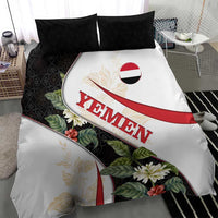 Yemen Bedding Set with Mocha Coffee Plant Design and National Flag Accents