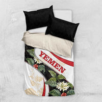 Yemen Bedding Set with Mocha Coffee Plant Design and National Flag Accents