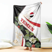 Yemen Blanket with Mocha Coffee Plant Design and National Flag Accents