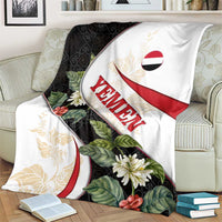 Yemen Blanket with Mocha Coffee Plant Design and National Flag Accents