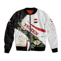 Yemen Bomber Jacket with Mocha Coffee Plant Design and National Flag Accents