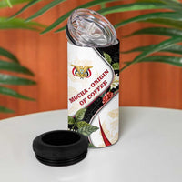 Yemen 4 in 1 Can Cooler Tumbler with Mocha Coffee Plant Design and National Flag Accents