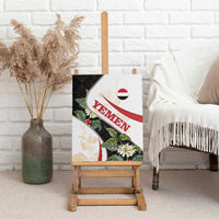 Yemen Canvas Wall Art with Mocha Coffee Plant Design and National Flag Accents