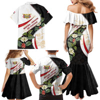 Yemen Family Matching Mermaid Dress and Hawaiian Shirt with Mocha Coffee Plant Design and National Flag Accents