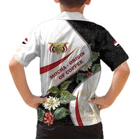 Yemen Family Matching Off Shoulder Short Dress and Hawaiian Shirt with Mocha Coffee Plant Design and National Flag Accents