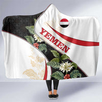 Yemen Hooded Blanket with Mocha Coffee Plant Design and National Flag Accents