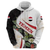 Yemen Hoodie with Mocha Coffee Plant Design and National Flag Accents